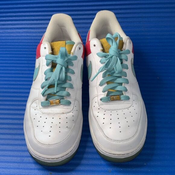 Size 11- Men’s Nike Air Force 1 Aqua/Hawaiian Gold 315122-141 RARE 2007 - Picture 4 of 8